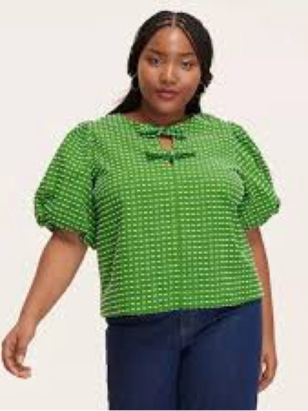kate spade x Target Green Polka Dot Puff-Sleeve Blouse